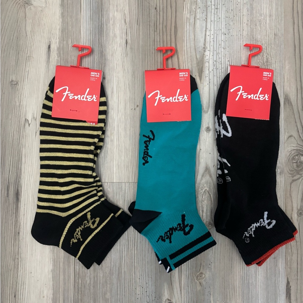 (3) pair of Fender black, blue, and yellow ankle socks NWT  #Fender #Socks